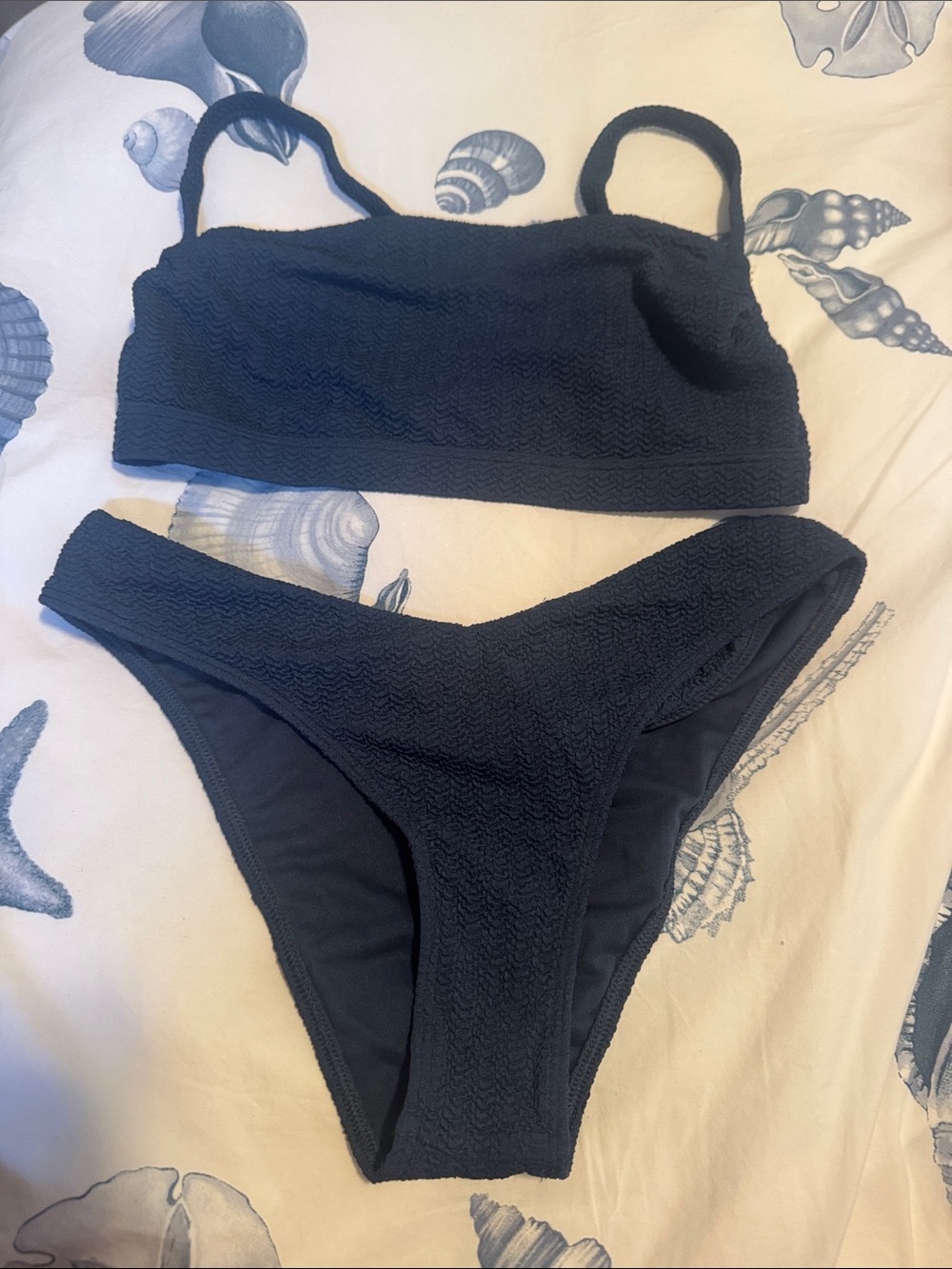 Abercrombie & Fitch Textured Navy Bikini Set